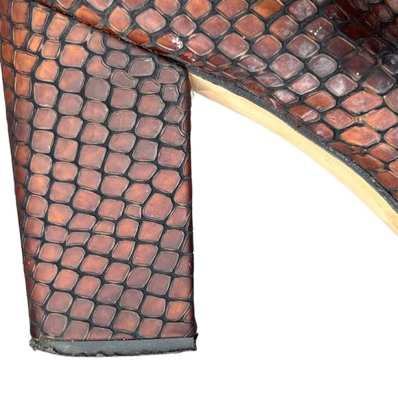 Sacha London Women’s Leather Metallic Copper Reptile Textured Ankle Boots 7B - Picture 9 of 16